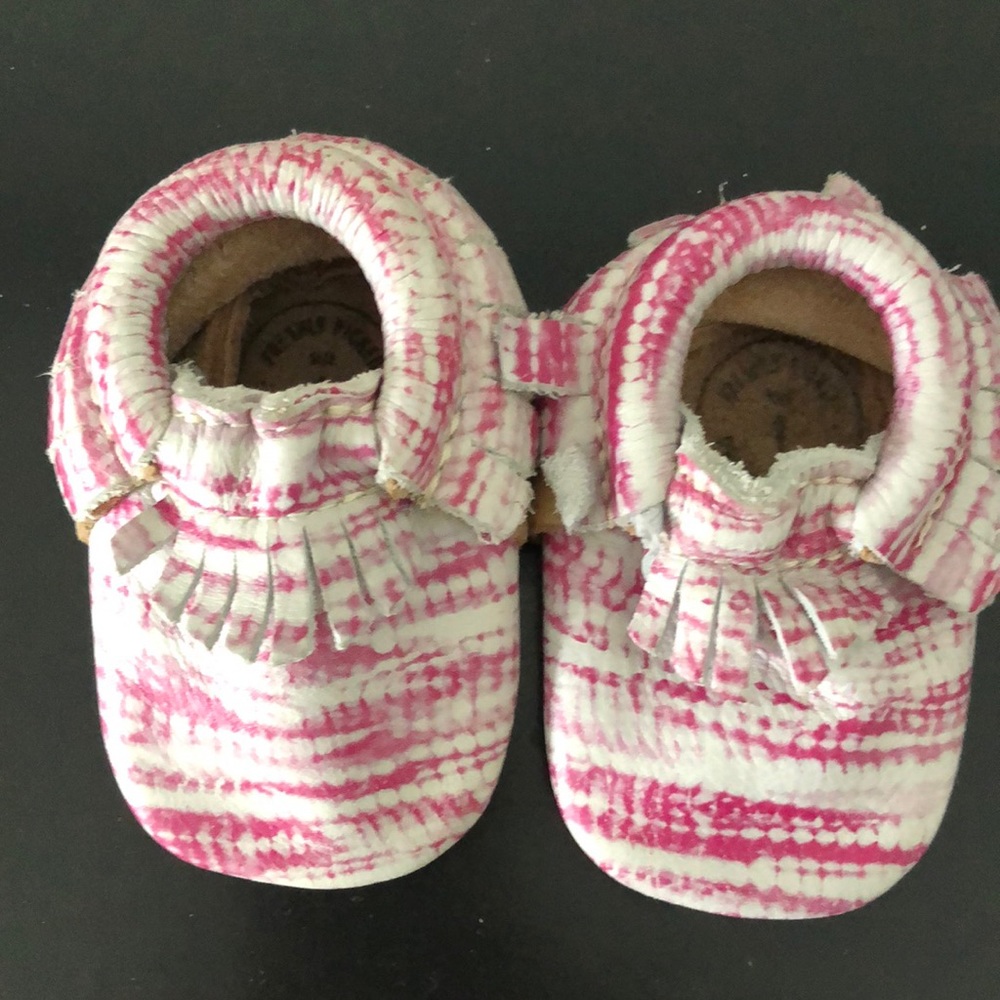 Tie dye freshly picked pink moccasins size 1